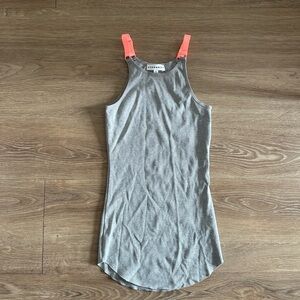 Aritzia Gray Tank Top with Neon Pink Straps